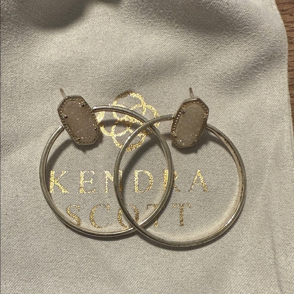 Kendra Scott Gold and Cream Hoop Earrings - Picture 2 of 2